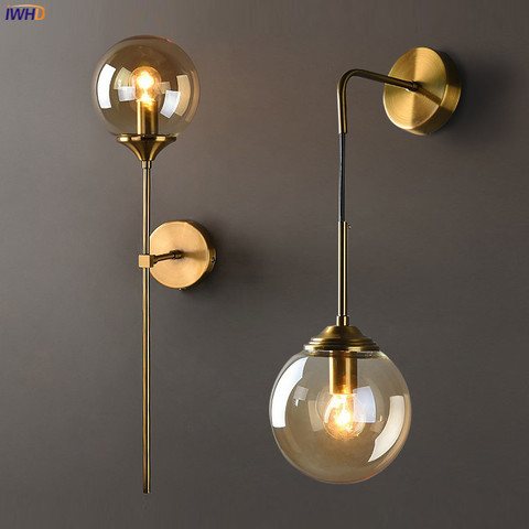 IWHD Nordic Modern Wall Lamp Beside Bedroom Glass Ball LED Wall Lights Fixtures Wandlamp Lighting Bathroom Mirror Stair Light ► Photo 1/6