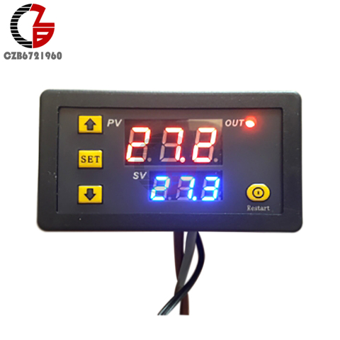 AC 110V 220V 12V 24V W3230 Dual LED Digital Thermostat Temperature Controller Regulator Indoor Homebrew Incubator Thermometer ► Photo 1/6