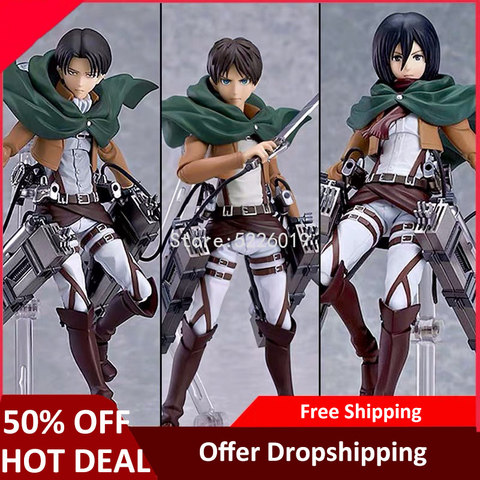 15cm Attack On Titan Anime Figure 207# Eren Yeager Figure 203# Mikasa Ackerman Action Figure 213# Levi Ackerman Figurine Toys ► Photo 1/6