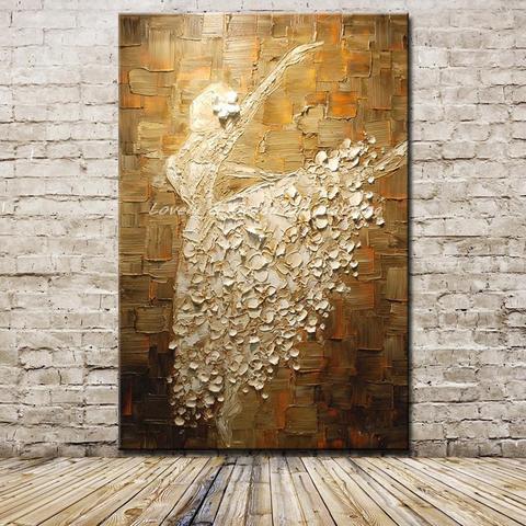 Mintura Ballet Dancer Picture Hand Painted Abstract Palette Knife  Oil Paintings On Canvas  Wall Art For Living Room  Home Decor ► Photo 1/6