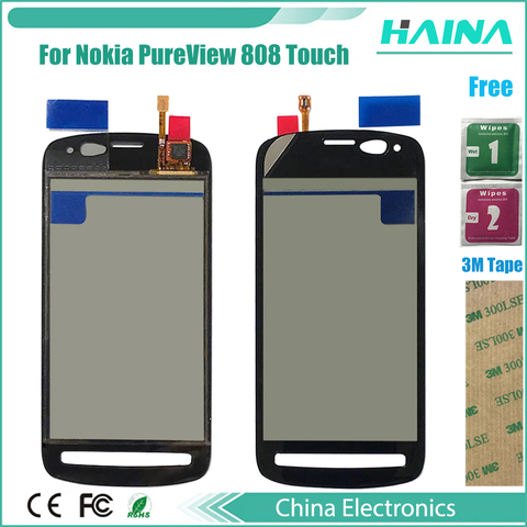 100%  Original 4.0 inch phone touch For Nokia PureView 808 Touch Screen Digitizer Sensor Front Glass Lens Panel 3M Tape +tools ► Photo 1/3