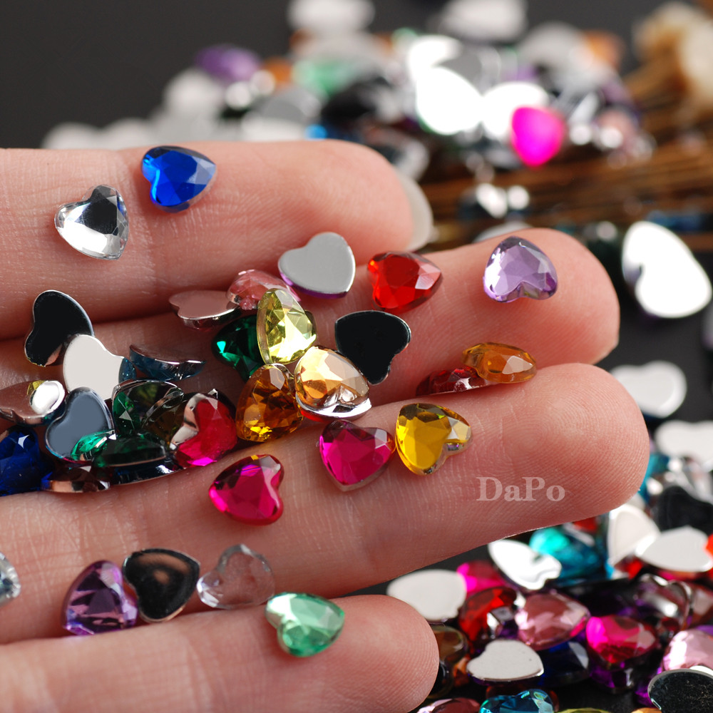 100pcs 6mm heart acrylic rhinestone for DIY jewelry making accessories nail  art decorations pink ab rhinestones nail supplies - AliExpress