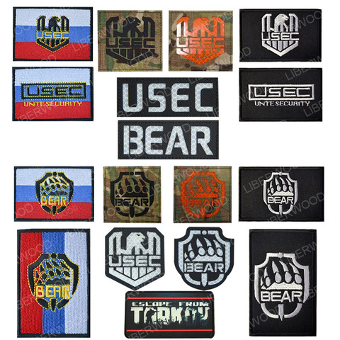 Russia Escape from Tarkov USEC BEAR Embroidered patch Russian game Infrared Reflective IR Patch Tactics Badges Sticker ► Photo 1/6