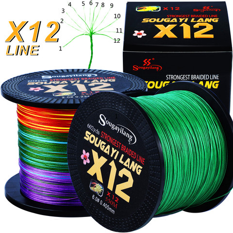 Sougayilang New X12 Super Strong 12 Strands Braided Fishing Line 350M 550M Multifilament PE Line Saltwater Fishing Tackle ► Photo 1/6