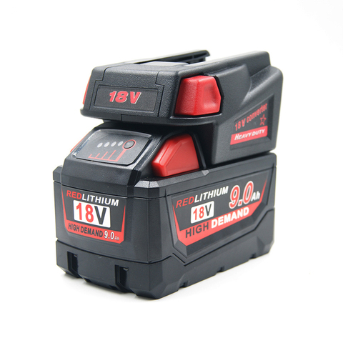 Battery Adapter Converter with USB Port Charging for Milwaukee M18 18V Li-ion Battery to Milwaukee V18 48-11-1830 Battery ► Photo 1/6