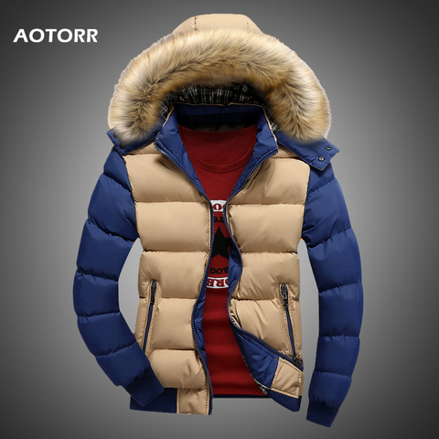 Men Down Jacket Winter New Male Casual Hooded Outwears Coat Warm Fur Parka Overcoat Men's Solid Thick Fleece Zipper Jackets 2022 ► Photo 1/6