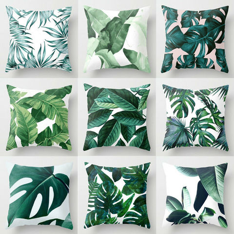 Floral Tropical plant leaves pillowcase cushion cover home decor rainforest green leaves plants throw sofa car cushion cover ► Photo 1/6