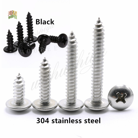 50/25pcs M3 M4 M5*l Steel With Black Phillips Truss Head Self Tapping Screws stainless steel large flat head self tapping screw  ► Photo 1/3