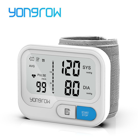 Yongrow Tonometer Automatic Wrist Digital Blood Pressure Monitor Digital lcd Sphgmomanometer Heart Rate Pulse Meter BP Monitor ► Photo 1/6