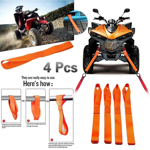 1/4Pcs Soft Loop Tie Down Straps Ratchet Towing Cargo ATV Motorcycle 600LBS ► Photo 1/6