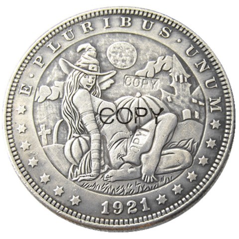 HB(75)US Hobo 1921 Morgan Dollar Silver Plated Copy Coins ► Photo 1/2