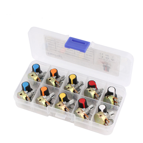 20pcs/lot led dimmer kit WH148 Potentiometer B1K 5K 10K 20K 50K 100K 500K 15mm Light adjuster switch Set 3pin With dimmer knob ► Photo 1/3