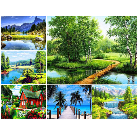 5D DIY Diamond Painting Full Square Scenery Scenic Diamond Embroidery Nature Picture of Rhinestones Decor Gift Diamond Mosaic ► Photo 1/6