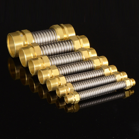 1/2 3/4 Copper connection corrugated flexible pipes hot cold Water 304 steel Supply Hose high quality metal tubing fittings ► Photo 1/6