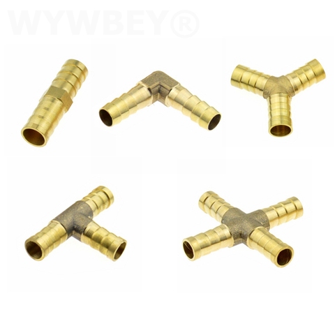 Brass Splicer Barb Pipe Fitting Straight Elbow Y T Shape 2 3 4 Way 4mm 6mm 8mm 10mm 12mm Barb Tail Pneumatic Water Tube Fittings ► Photo 1/6