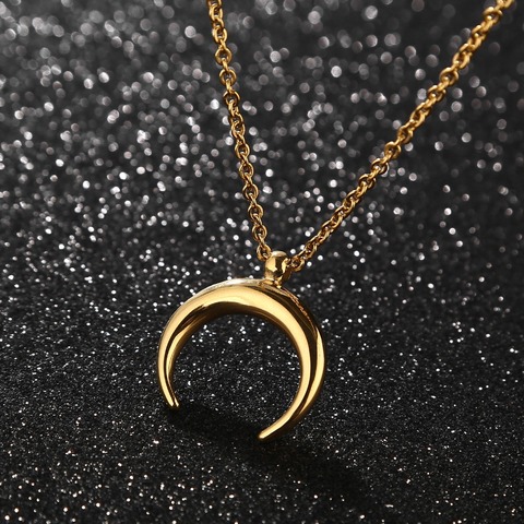 50cm Exquisite stainless steel OX Moon Necklace Half Moon Necklaces Pendants DIY Gift Jewelry ► Photo 1/6