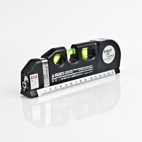 Multipurpose Level Laser Horizon Vertical Measure Tape Aligner Standard and Metric Ruler Measure Level Laser Bubbles Ruler Black ► Photo 1/6