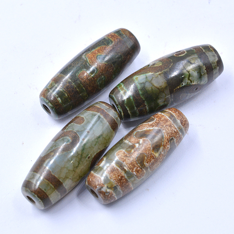 FLTMRH   Real Natural Tibetan Dzi Agates Stone Beads Retro Vintage Jewelry Antique Green Ruyi Agates Stone Beads for Men Male ► Photo 1/4