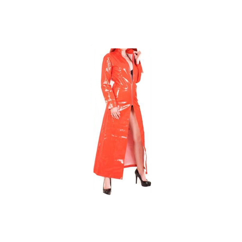 Custom Size Plus Size 6XL Red Blue Pink Women PU Faux Leather jacket Sexy wet Look Long PVC Long Coat ► Photo 1/5