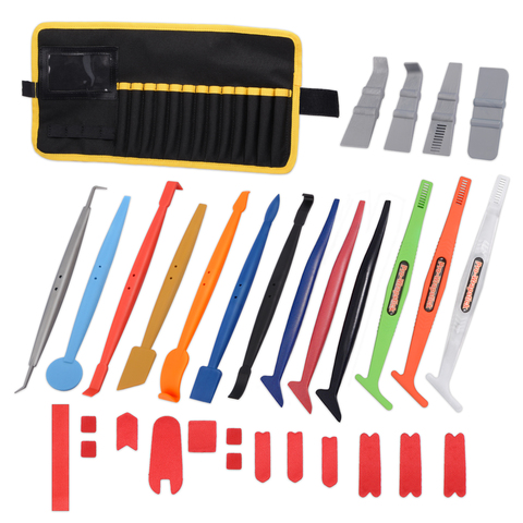 EHDIS Vinyl Wrapping Stick Squeegee Set with Magnetic Storage Bag Window Tinting Carbon Fiber Film Soft Plastic Scraper Car Tool ► Photo 1/6