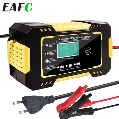 Full Automatic Car Battery Charger 12V Pulse Repair LCD Display Smart Fast Charge AGM Deep cycle GEL Lead-Acid Charger ► Photo 1/6