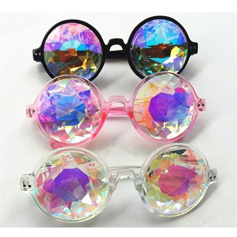 Clear Round Glasses Kaleidoscope Eyewears Crystal Lens Party Rave Sunglasses female men's glasses Party Queen gifts Hot ► Photo 1/6