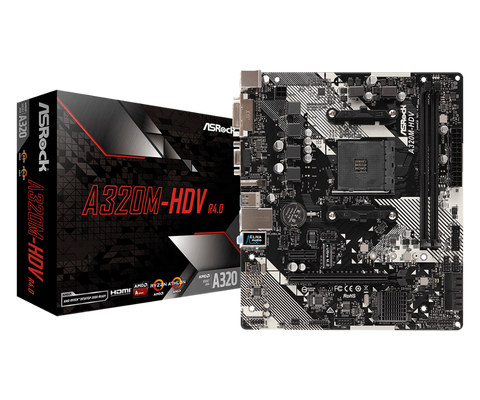 ASRock Super Alloy A320M-HDV R4.0 Desktop Motherboard PC AM4 Socket DDR4 SATA3,  Ultra M.2 USB 3.1 VGA HDMI Micro-ATX ► Photo 1/5