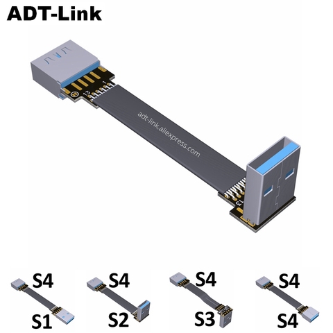 USB 3.0 Cable Flat USB Extension Cable Male to Female Data Cable Right Angle USB3.0 Extender Cord for PC TV USB Extension Cable ► Photo 1/6