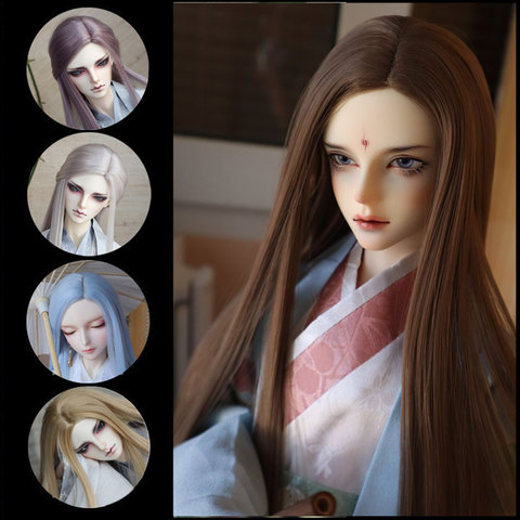 BJD sd long straight hair 1/3 1/4 1/6 1/8 1/12 high temperature fiber hair black doll wig multi-color doll accessories ► Photo 1/6