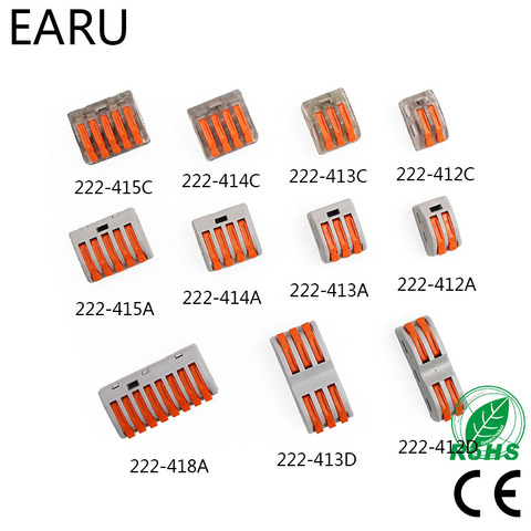 PCT-212 222-424 (30-50pcs/lot) 222 Mini Fast Wire Connectors Universal Compact Wiring Connector Push-in Terminal Block ► Photo 1/4