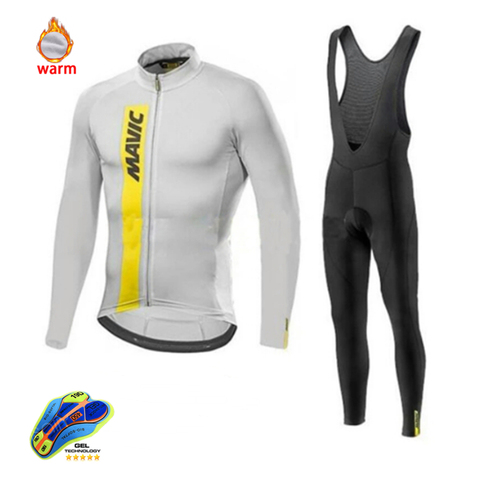 2022 Pro Team Mavic Road Bike Winter Cycling Clothing Thermal Fleece Cycling Jersey Set MTB Cycling Bib Pants Men Ropa Ciclismo ► Photo 1/6