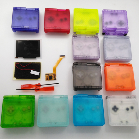 For GBA SP IPS LCD Kits No need cut  Newest Clear Transparent housing for Gameboy Advance  GBA SP LCD Backlight Screen Shell ► Photo 1/6