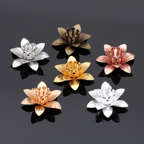 10pcs 6*15mm Copper Filigree Flowers Base Connector Bead Cap Charms Pendants Setting for Jewelry Making Craft Components DIY ► Photo 1/6