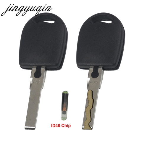 Jingyuqin Cut/Uncut Transponder Key Case With ID48 chip For VW Polo Golf for SEAT Ibiza Leon for SKODA Octavia Chip shell ► Photo 1/4