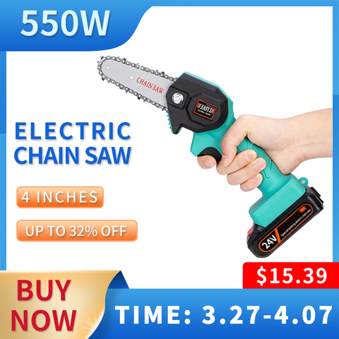 4in Mini Electric Saw Chainsaw 12V For Fruit Tree Woodworking Garden Tools With Batterys Hand Held Wood Cutters ► Photo 1/6