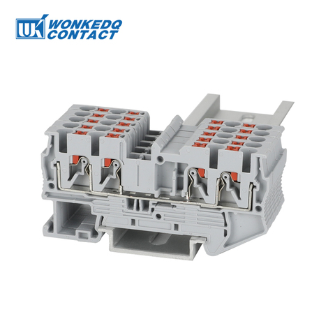 Din Rail Terminal Block PT2.5-QUATTRO  4 conductors Electrical Wire  Spring Connection Push in Conductors 10pcs wire connectors ► Photo 1/6