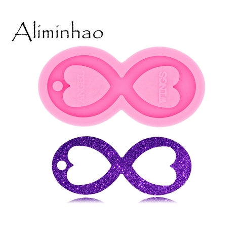 DY0530 Shiny Glossy Heart Infinity Keychain mold UV Resin Liquid Silicone Mould Craft For DIY Necklace Charms Making Jewelry ► Photo 1/6