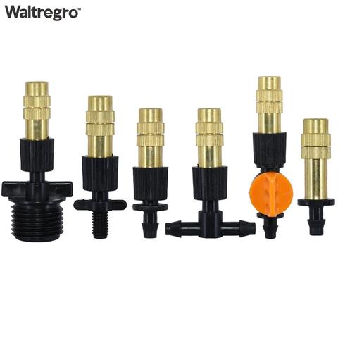 Waltregro 10PCS 6 Types Micro Drip Irrigation Misting Brass Nozzle Garden Spray Cooling Sprinkler w/ Connector Watering Plants ► Photo 1/6
