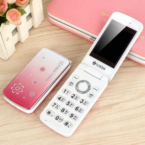 Flip Lady's Beautiful Slim Pinko Mobile Phone With Flashlight No FM Camera MP3 Cute Student Girls Light Simply Working Dual Sim ► Photo 1/6