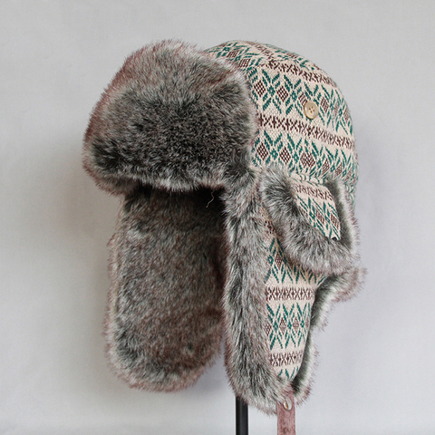 Winter Russian Bomber Hat Women Men  Trapper Snow Caps with Ear Flap Unshanka Hat ► Photo 1/6