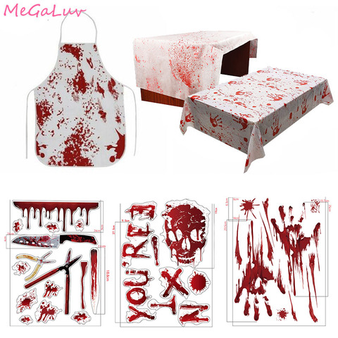 Halloween Decoration DIY Footprint Blood Wall Stickers Bloody Handprints Butcher Bloody Apron Scary Horror Zombie Party Supplies ► Photo 1/6