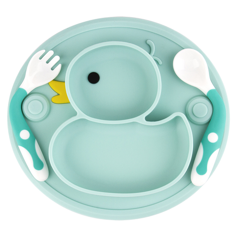 Anti-slip Baby Dishes FDA Food Grade Silicone Plate for Toddler Self-Feeding Suction Placemat ► Photo 1/6
