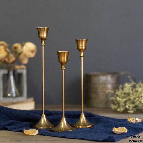 Simple moments 3 PC/set Retro Bronze Candle Holders Wedding Party Vintage Metal Candlestick Home Decor Christmas Candle Holders ► Photo 1/4