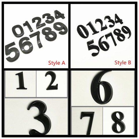 1pc Black Plastic Door Number Sticker Self Adhesive House Number Signs for Apartment Hotel Office Room Address Number Door Plate ► Photo 1/6