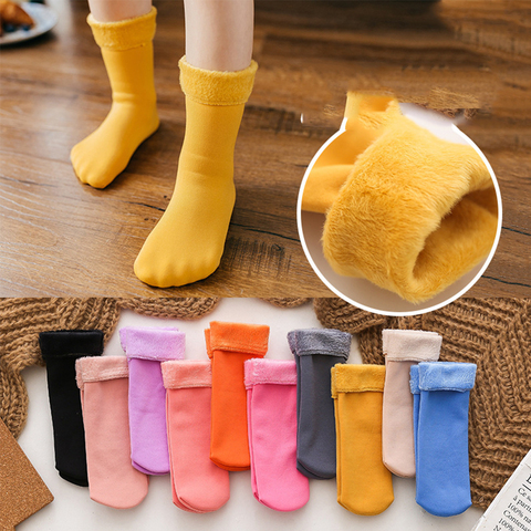 Winter Plus Cotton Blend Thickening Kids Thermal Warm Socks Velvet Children Toddler Baby Girls Boys Floor Socks 3-12 Years Old ► Photo 1/6