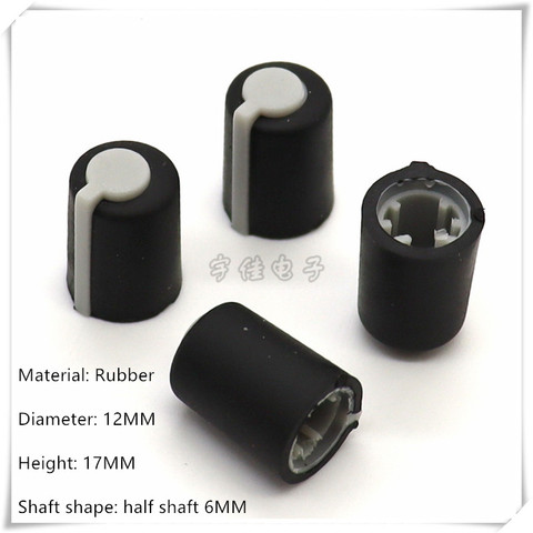 10 Piece 12×17MM Rubber half shaft knob cap potentiometer encoder switch knob is suitable for D shaft 6MM ► Photo 1/5