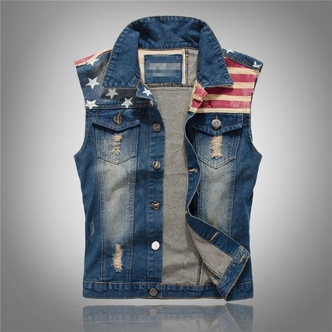 HOT New 2022 Cotton Jeans Sleeveless Jacket Men Plus Size 5XL Dark Blue Denim Jeans Vest Men Cowboy Denim Vest Mens Jackets ► Photo 1/6