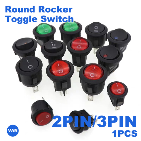 Black ON/OFF Round Rocker Toggle Switch 2 PIN 1 PCS