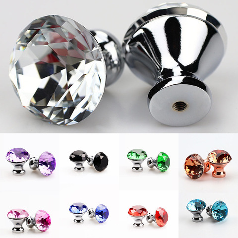 25-40mm Diamond Shape Design Crystal Glass Knobs Cupboard Drawer Pull Kitchen Cabinet Door Wardrobe Handles Hardware ► Photo 1/6