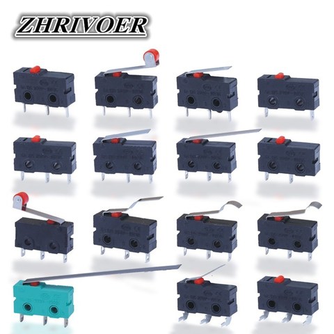 5Pcs Mini Micro Limit Switch NO NC 3 Pins PCB Terminals SPDT 5A 125V 250V 29mm Roller Arc lever Snap Action Push Microswitches ► Photo 1/6